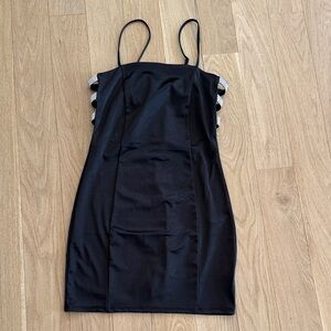 Inspired Hearts Black Dress with Silver Details Rhinestones Sz L juniors